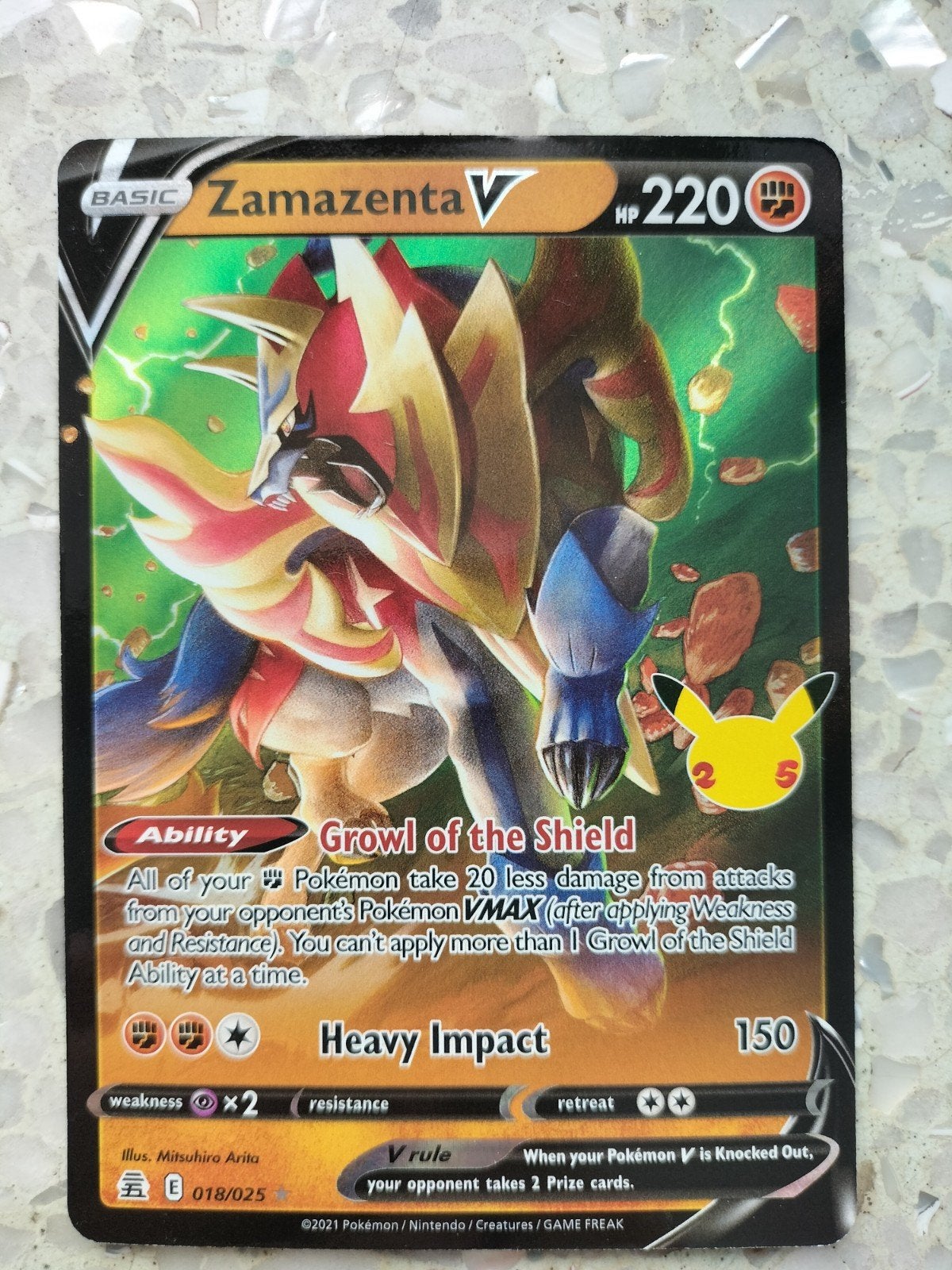 Pokémon Kaart Zamazenta V 018/025 Celebrations Foil, Hobby en Vrije tijd, Verzamelkaartspellen | Pokémon, Ophalen, Zo goed als nieuw