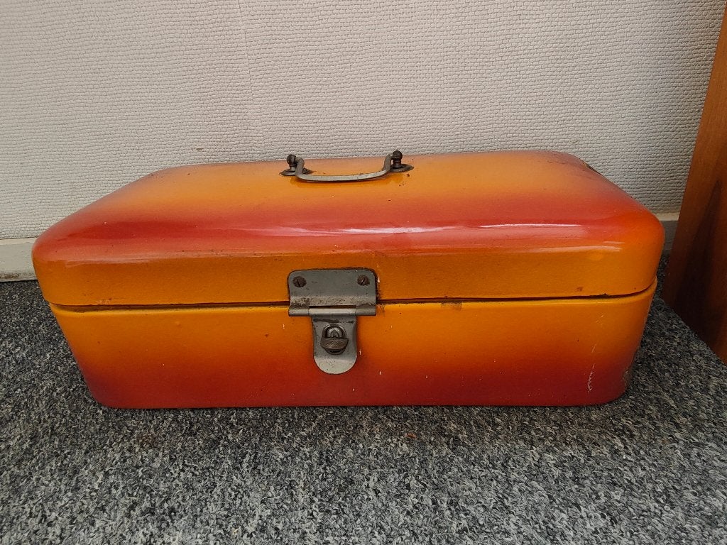 Retro oranje broodtrommel, Verzamelen, Retro, Ophalen of Verzenden, Huis en Inrichting