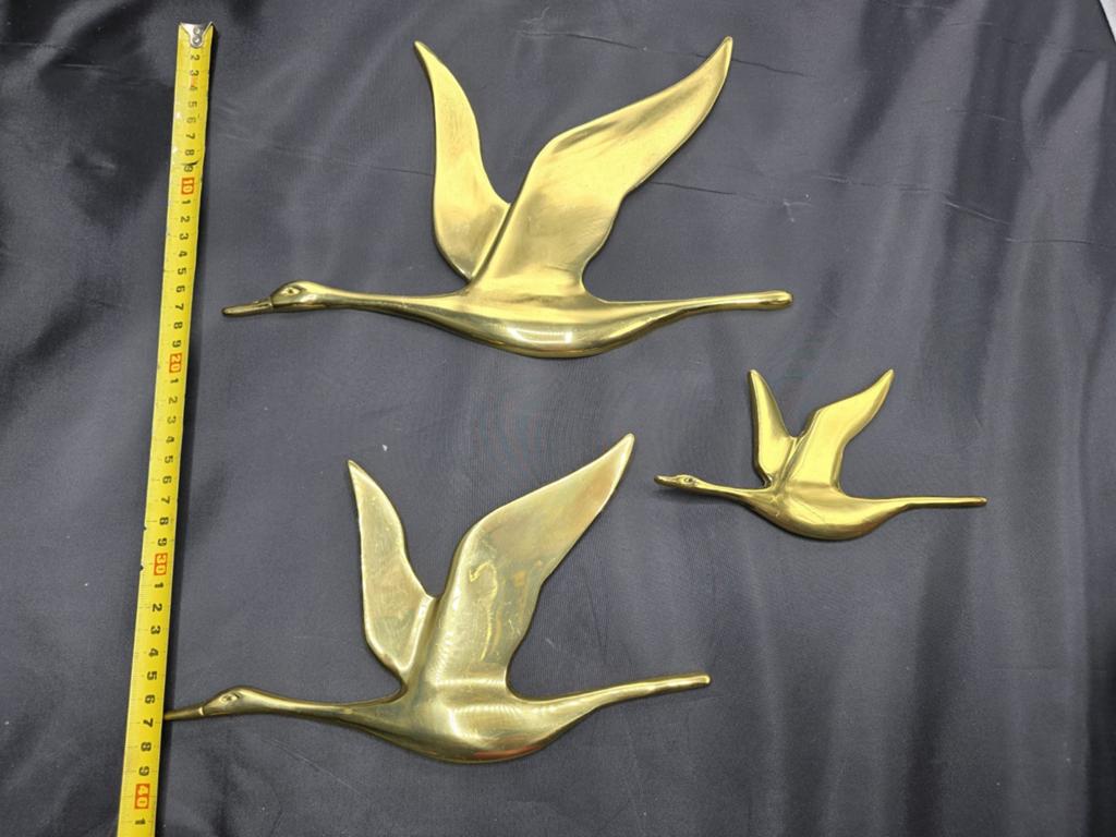 Vintage mid-century wanddecoratie muurvogels ganzen/eenden, Metaal, Vintage, Decoratieobject, Ophalen of Verzenden