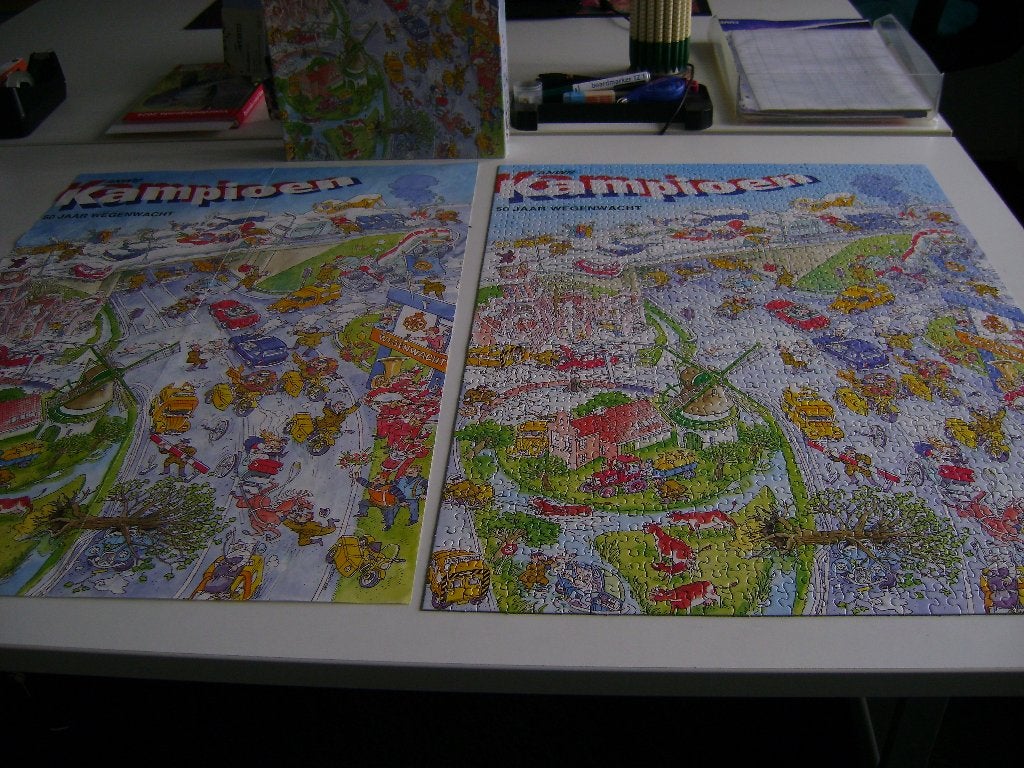 anwb puzzel met kampioen poster van 1000 stukjes, Ophalen of Verzenden, 500 t/m 1500 stukjes, Zo goed als nieuw, Legpuzzel