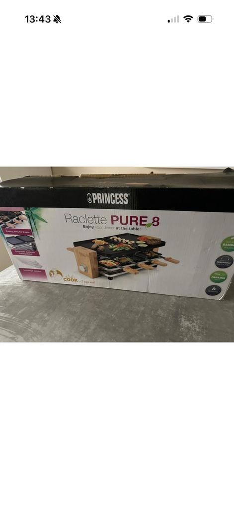 Princess Raclette Pure 8 personen - ZGAN, Witgoed en Apparatuur, Gourmetstellen, Ophalen, Zo goed als nieuw, 8 personen of meer