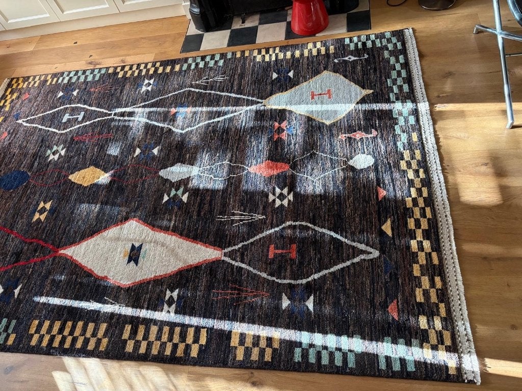 Handgeknoopt wollen Berber Ghashghai vloerkleed 2x3 m kelim, Ophalen, Afghaans berber, Blauw, 200 cm of meer