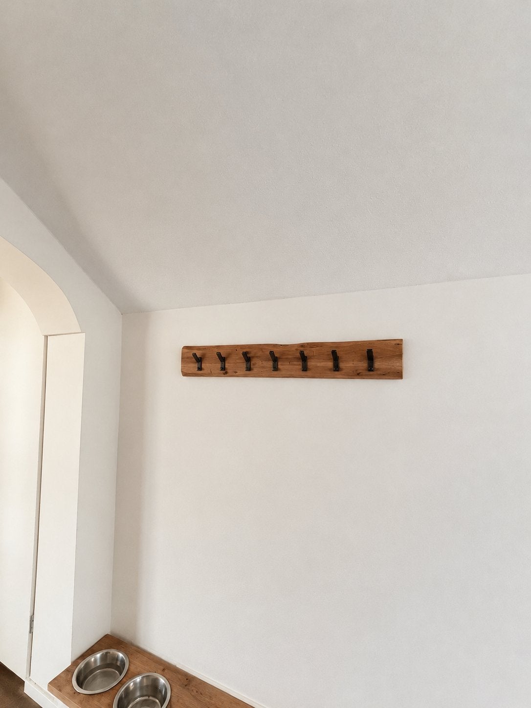 Houten wandkapstok met 6 haken, Huis en Inrichting, Woonaccessoires | Kapstokken, Ophalen, Gebruikt, Hout, Wandkapstok