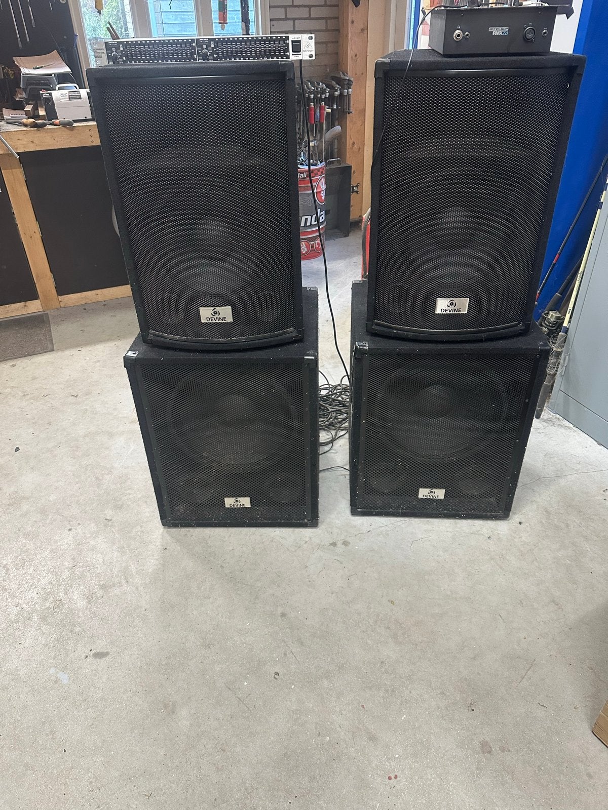 Complete set met speakers, subwoofers en mixer, Ophalen, Gebruikt, Dj-set, Behringer