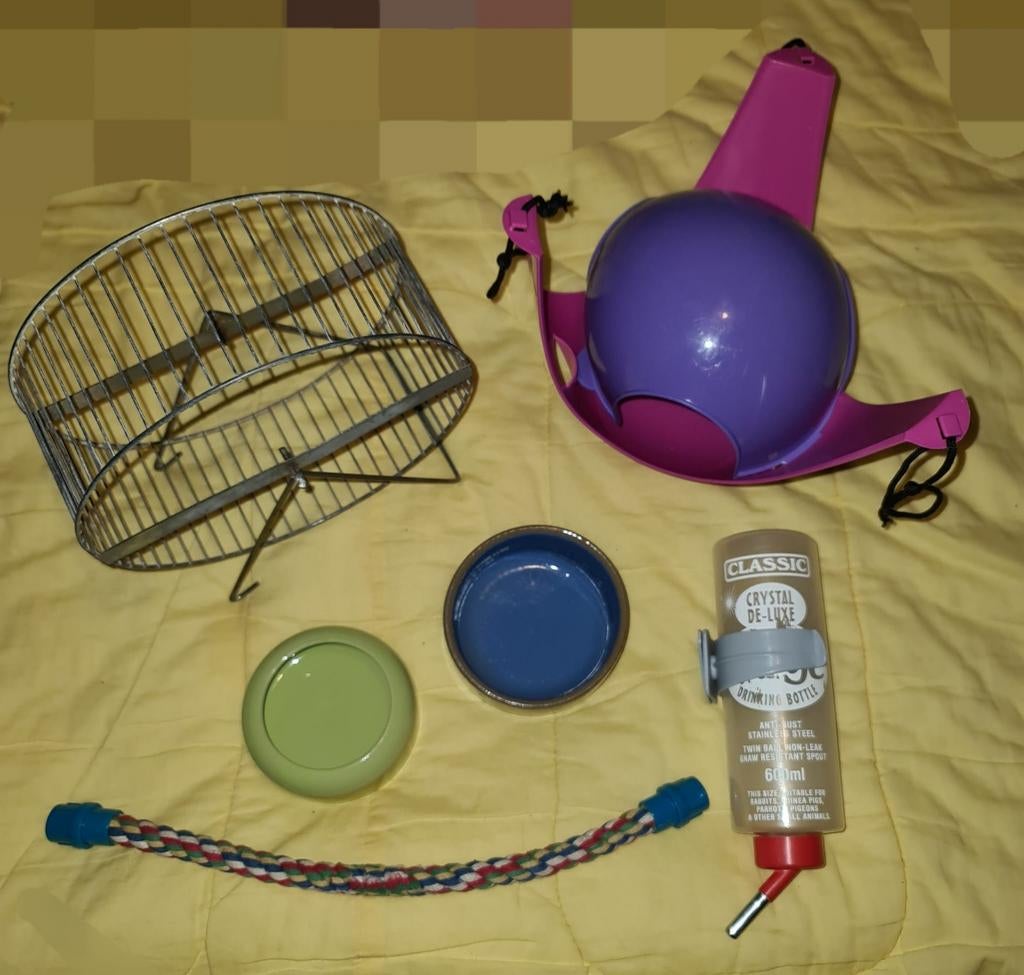 Set Ratten Benodigdheden: Hang Huis, Loopwiel, Loopstok, bak, Dieren en Toebehoren, Ophalen of Verzenden, Zo goed als nieuw