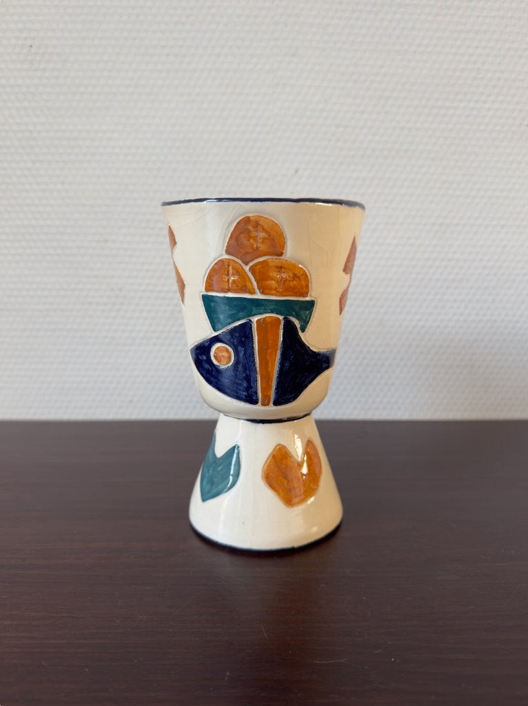Handgemaakt Keramieken Vaas met Vis Decor, Bloemenvaas, Ophalen of Verzenden