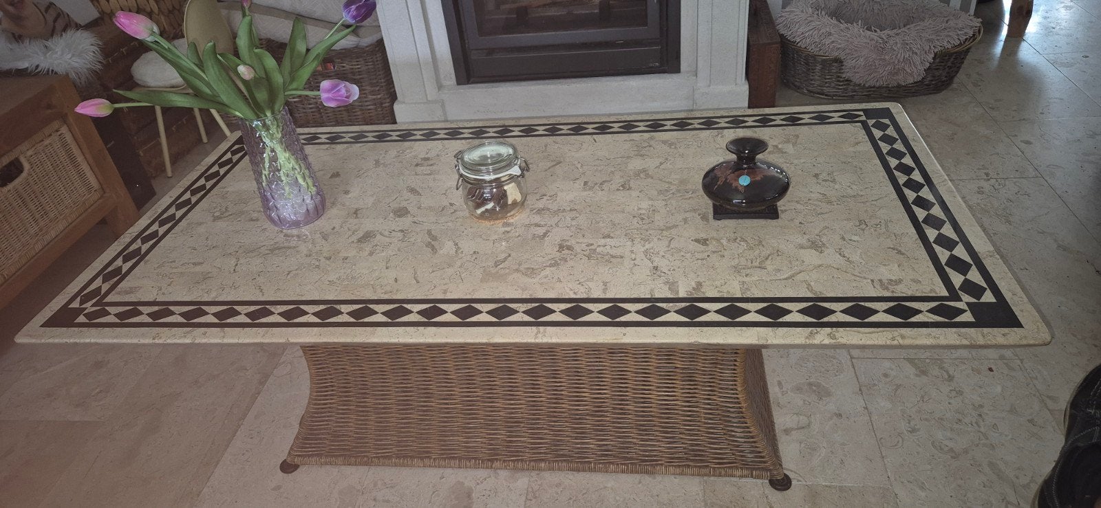 Salontafel met 2 bij passende bijzettafeltjes, Ophalen, Overige materialen, Gebruikt, 100 tot 150 cm