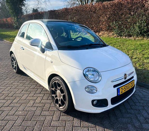 Fiat 500C 0.9 85pk Turbo Twinair 2014 Wit, Zwart, Cabriolet, Leder en Stof, Wit