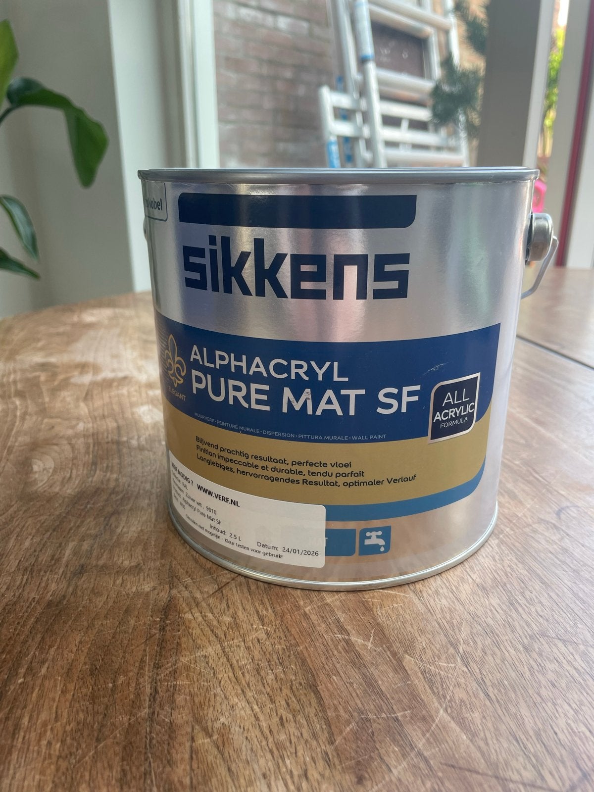 Sikkens Alphacryl Pure Mat SF Muurverf - RAL 9010 2.5L, Ophalen, Wit, Nieuw, Verf