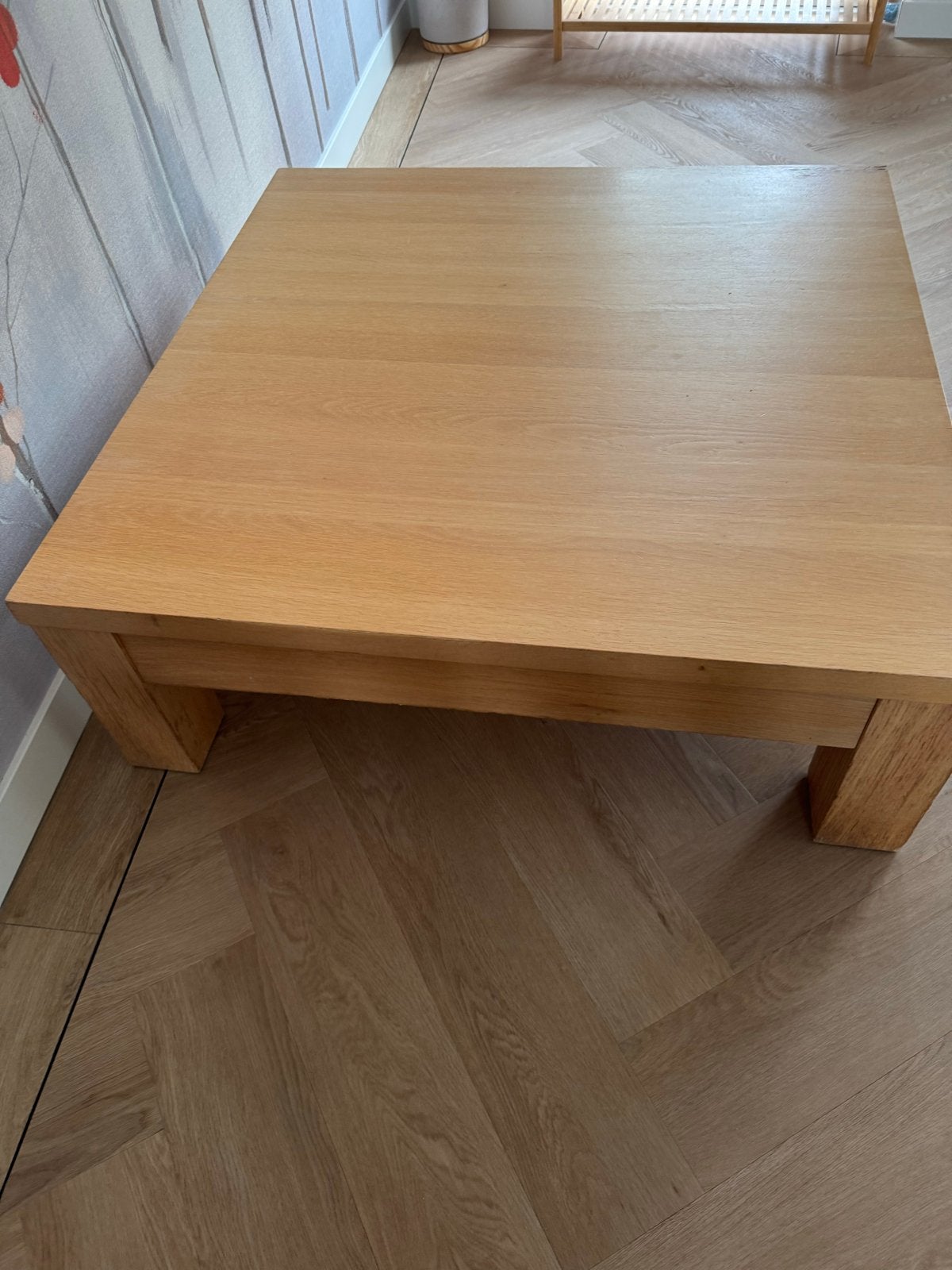 Houten salontafel 100x100 cm, Gebruikt, 100 tot 150 cm, Vierkant, Ophalen of Verzenden