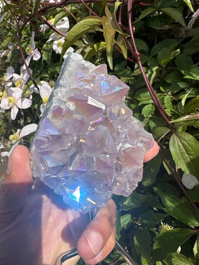Prachtige Aura Kwarts Cluster op standaard, Verzenden, Mineraal