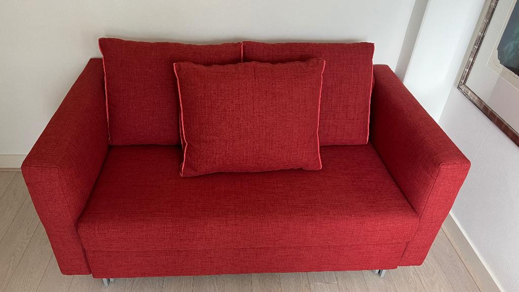 Slaapbank Famati, 90 cm, Rood, Nieuw, Tweepersoons