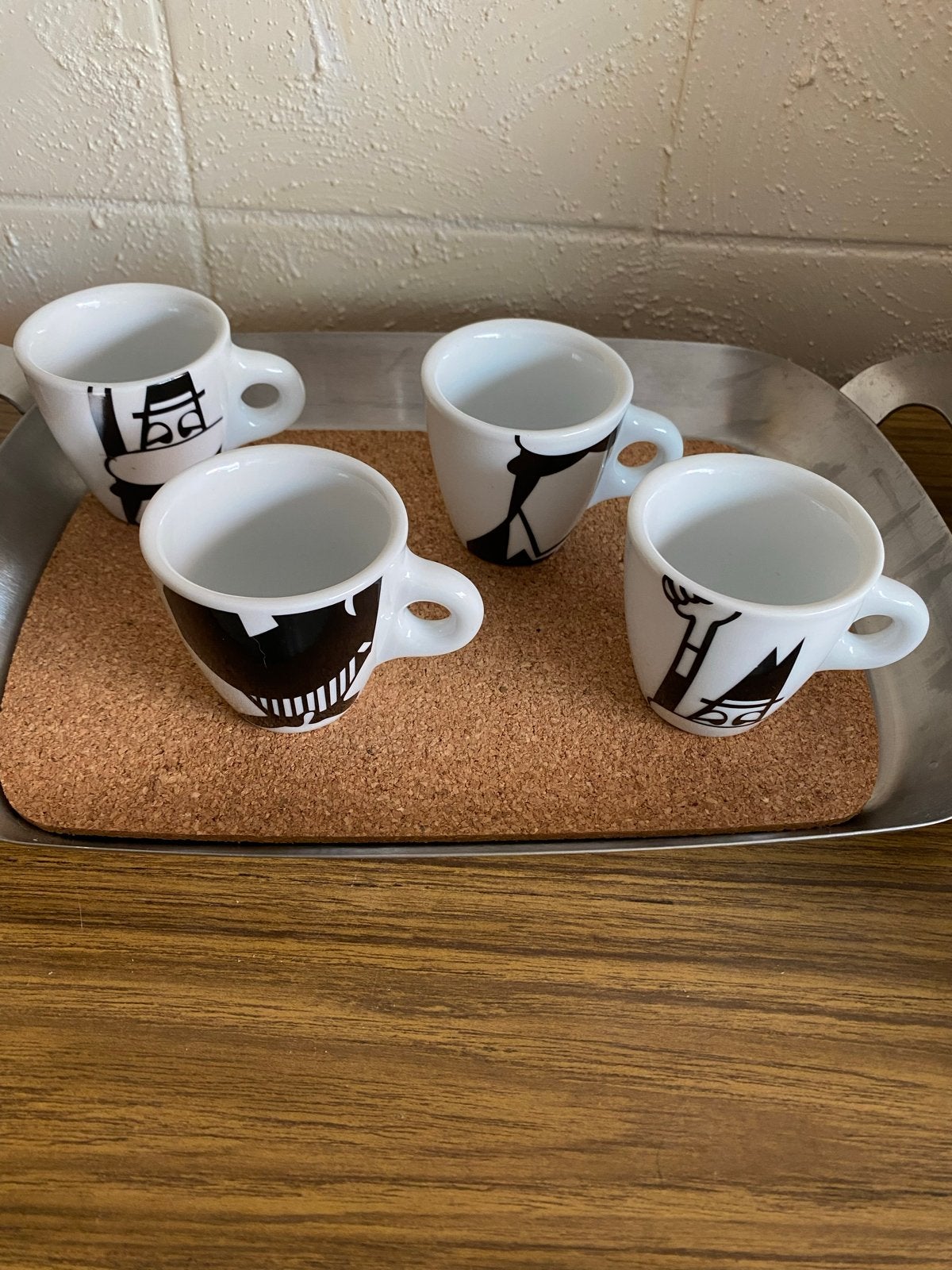 Set van 4 Vintage Bialetti Espressokopjes Porcellana, Gebruikt, Overige merken, Vintage, Ophalen of Verzenden
