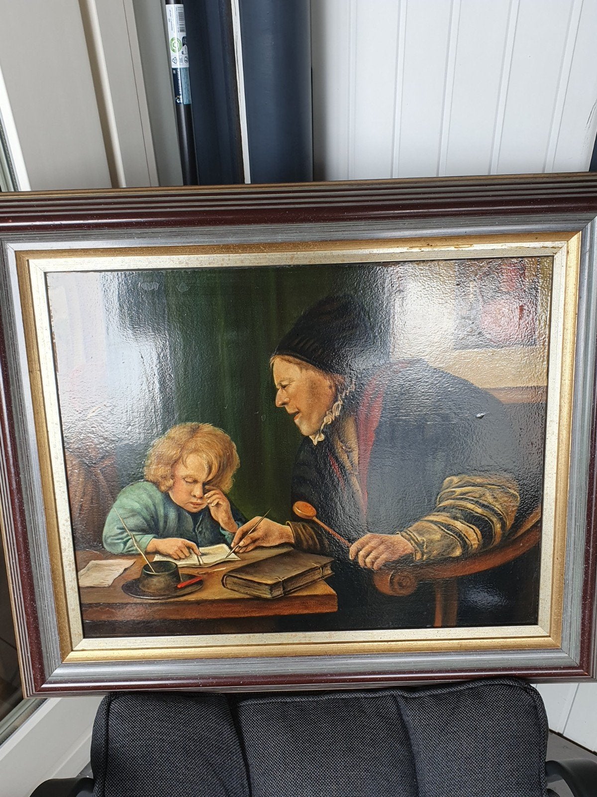 Oud Hollands schilderij: Leraar en leerling, Antiek en Kunst, Ophalen of Verzenden