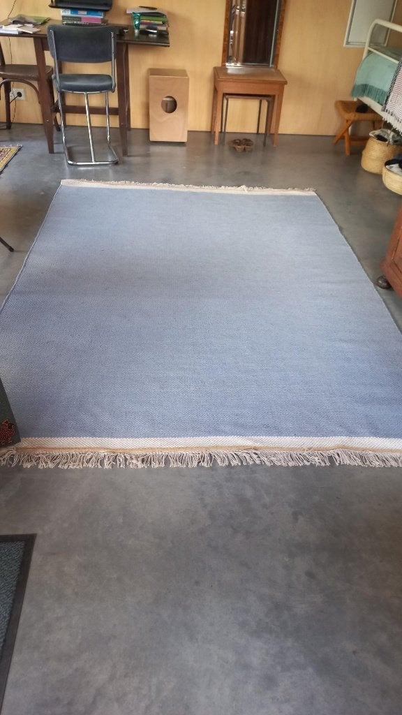 vloerkleed blauw wol 230 x 160, Gebruikt, Blauw, 150 tot 200 cm, 200 cm of meer