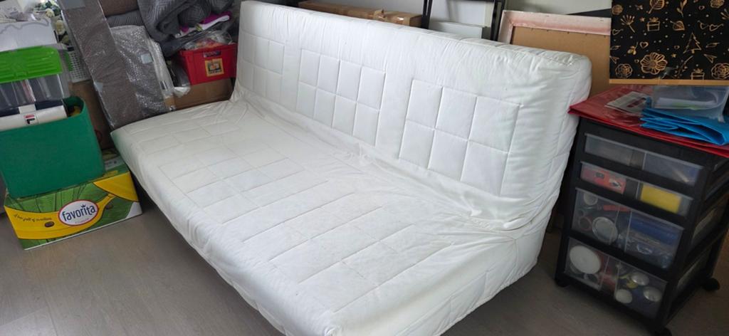 IKEA Beddinge slaapbank met stevige matrassen, Huis en Inrichting, Ophalen, Wit, Tweepersoons, 140 cm