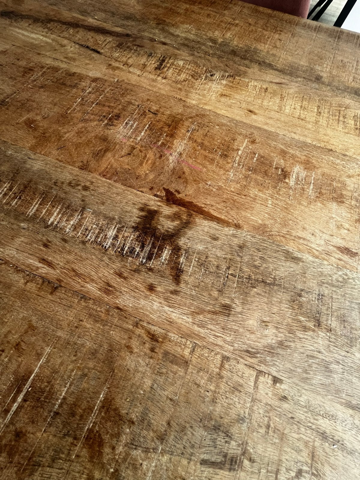 Robuuste houten eettafel - 240x100 cm, Huis en Inrichting, Tafels | Eettafels, Ophalen, Gebruikt, 200 cm of meer, 50 tot 100 cm