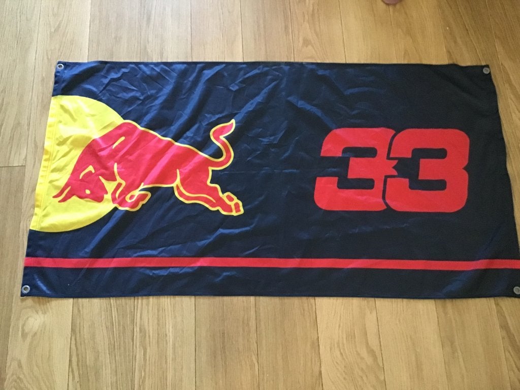 Redbull vlag. Max Verstappen  nr. 33, Ophalen of Verzenden, Zo goed als nieuw, Formule 1