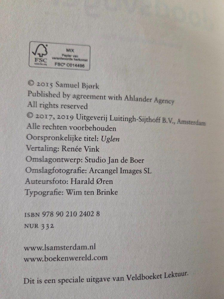 boek samuel bjork de doodsvogel, Boeken, Ophalen of Verzenden