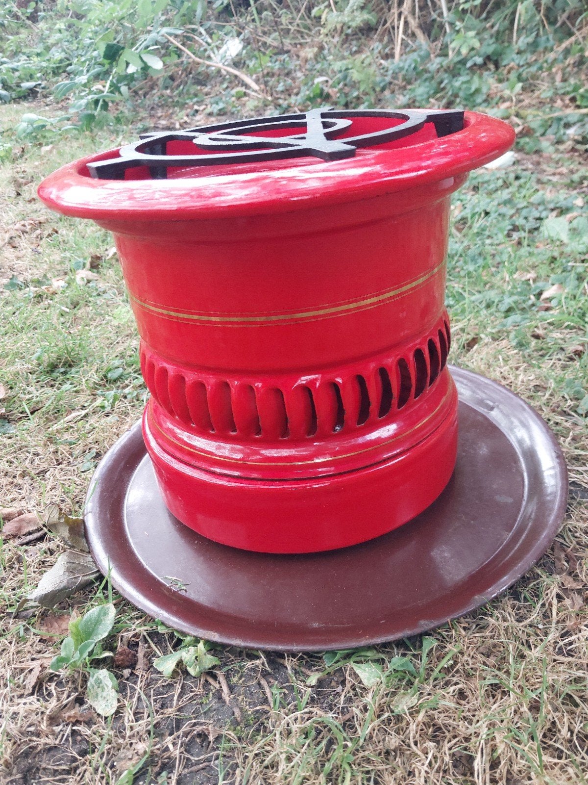 Vintage rode petroleumstel - decoratief item, Ophalen of Verzenden