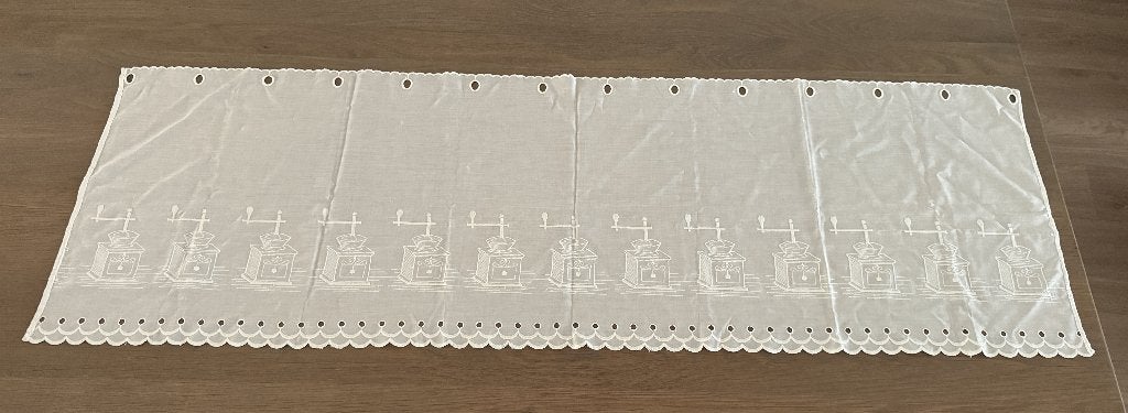 Valletje met koffiemolen patroon, 138x44 cm, Vitrage, Overige merken, Wit, Ophalen of Verzenden