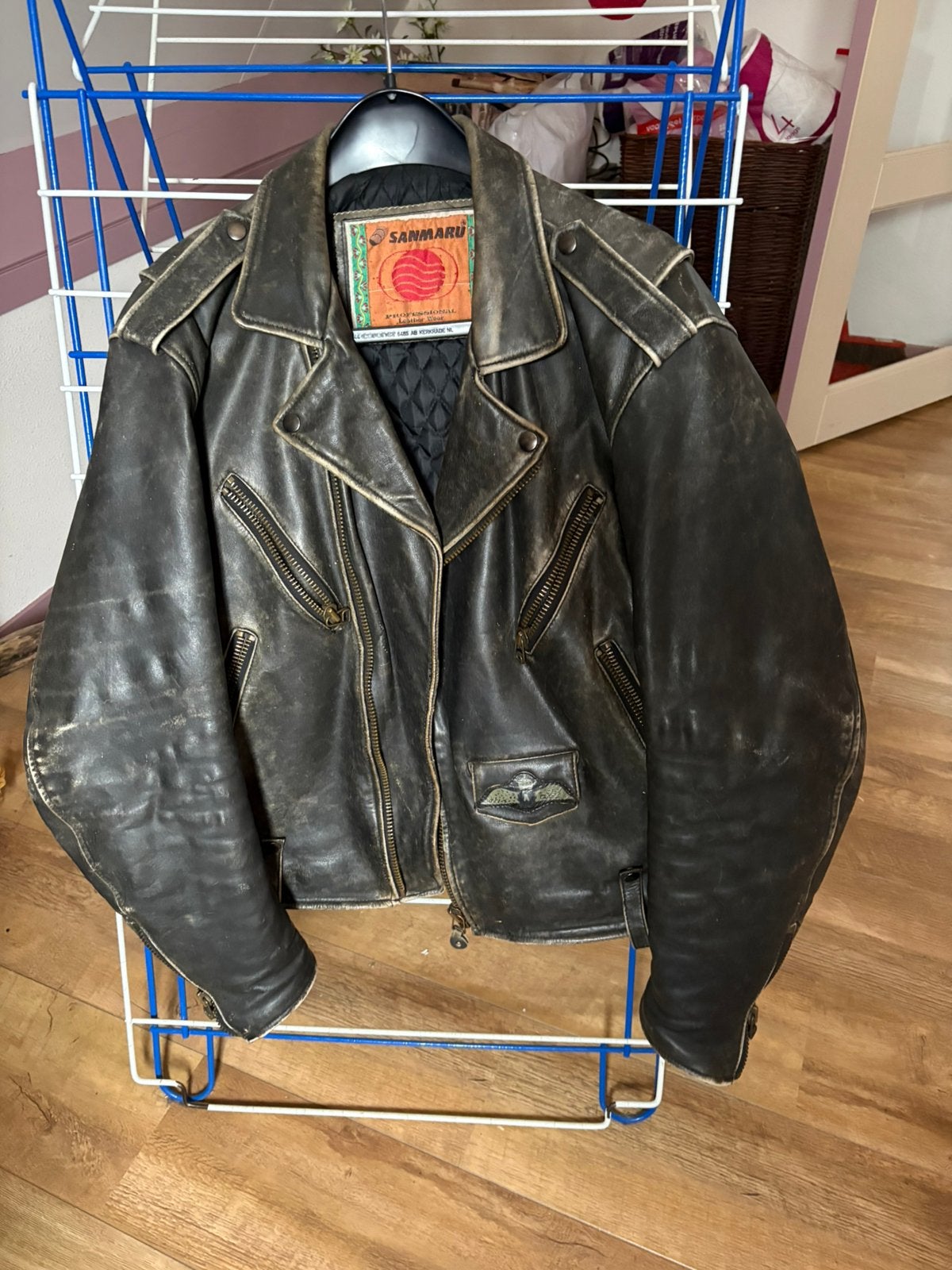 Vintage korte leren motorjas XXL, Ophalen of Verzenden, Tweedehands, Heren, Jas | leer