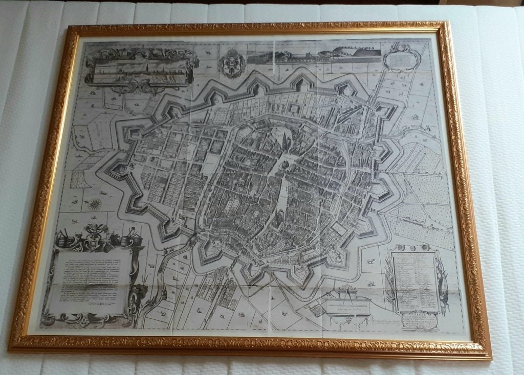 Replica kaart Groningen ingelijst, Boeken, Atlassen en Landkaarten, Ophalen, 1800 tot 2000, Nederland, Landkaart