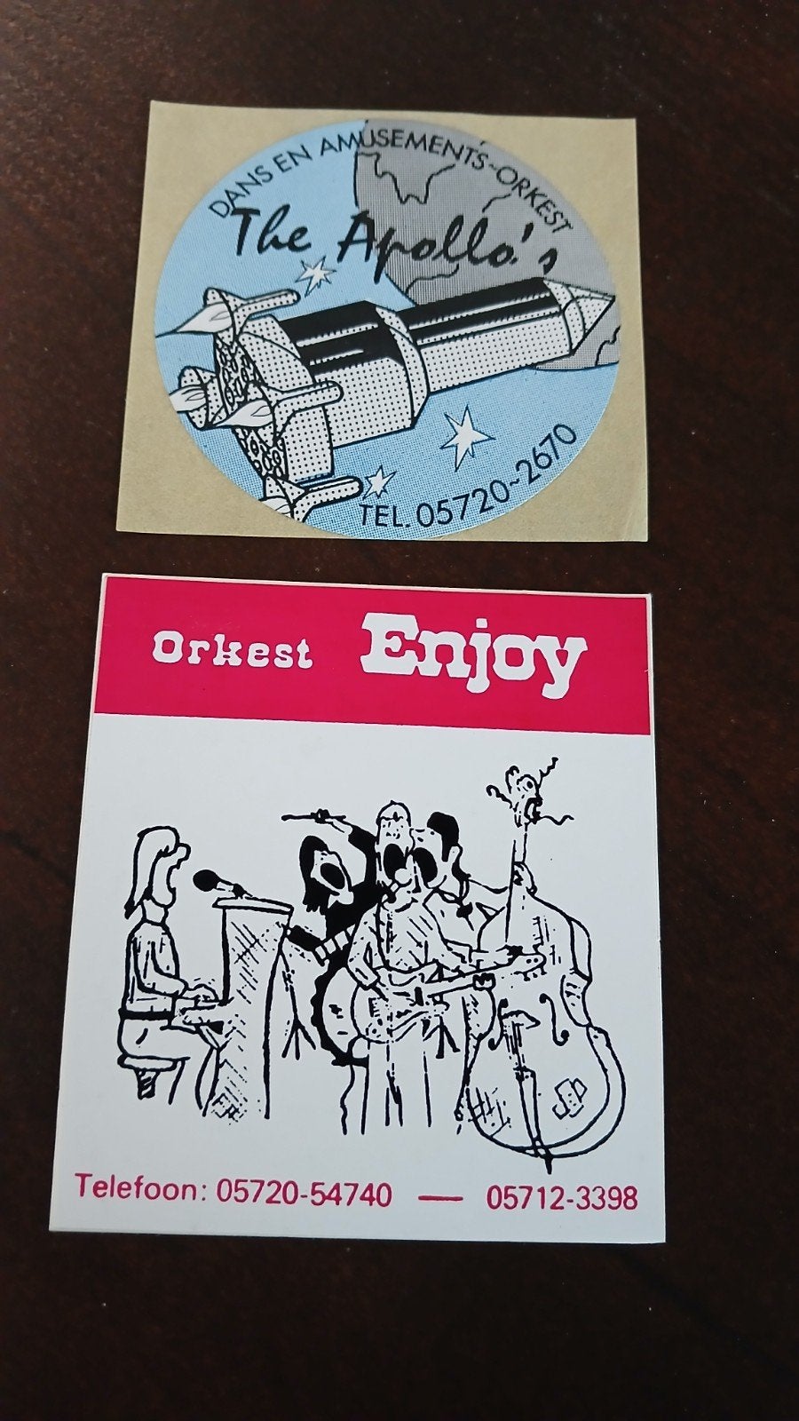 Stickers amusementsorkesten Enjoy en Apollo's uit Raalte, Ophalen of Verzenden