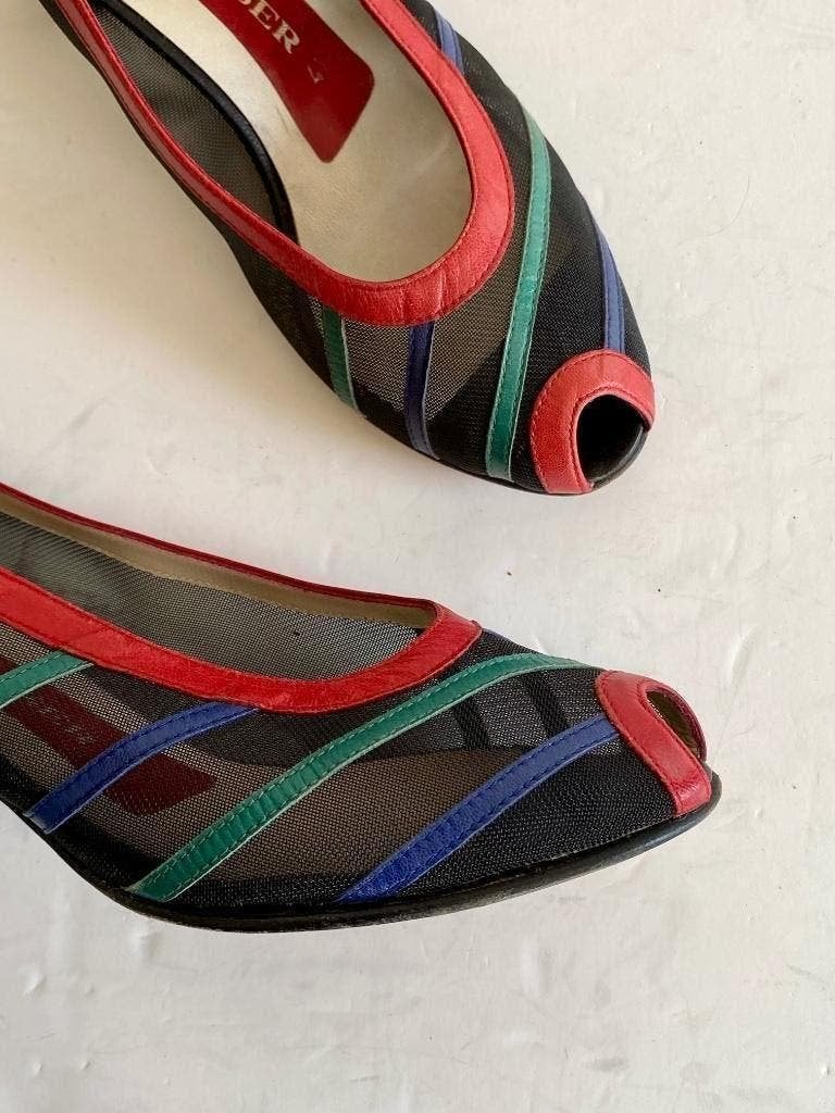 J96 Peter Kaiser maat 37,5 open leren schoenen pumps, Peter Kaiser, Ophalen of Verzenden, Zo goed als nieuw, Rood