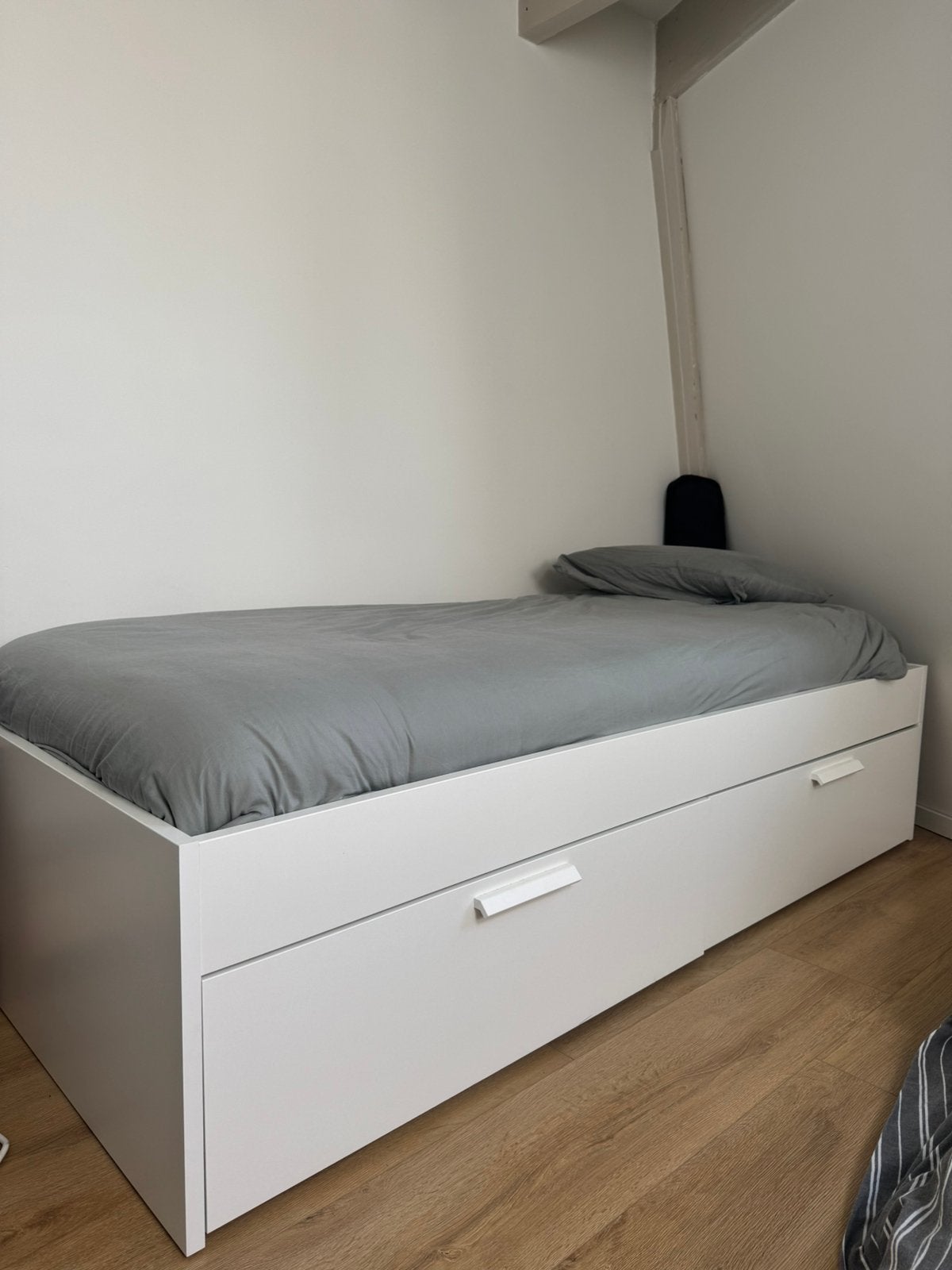 90x200cm Bedframe with Storage + New Mattress - IKEA BRIMNES, Ophalen, 90 cm, Eenpersoons, Wit