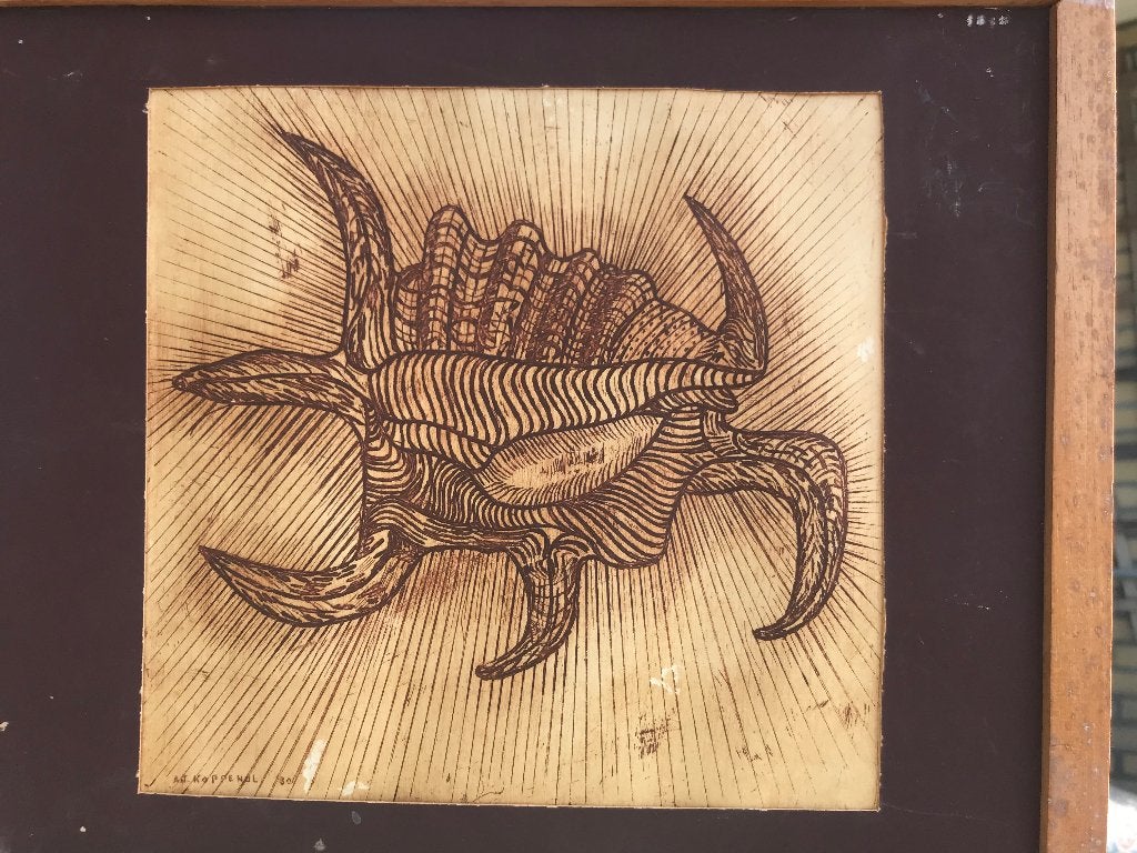 olieverf papier sepia abstract a.j.koppenol 80, Ophalen of Verzenden