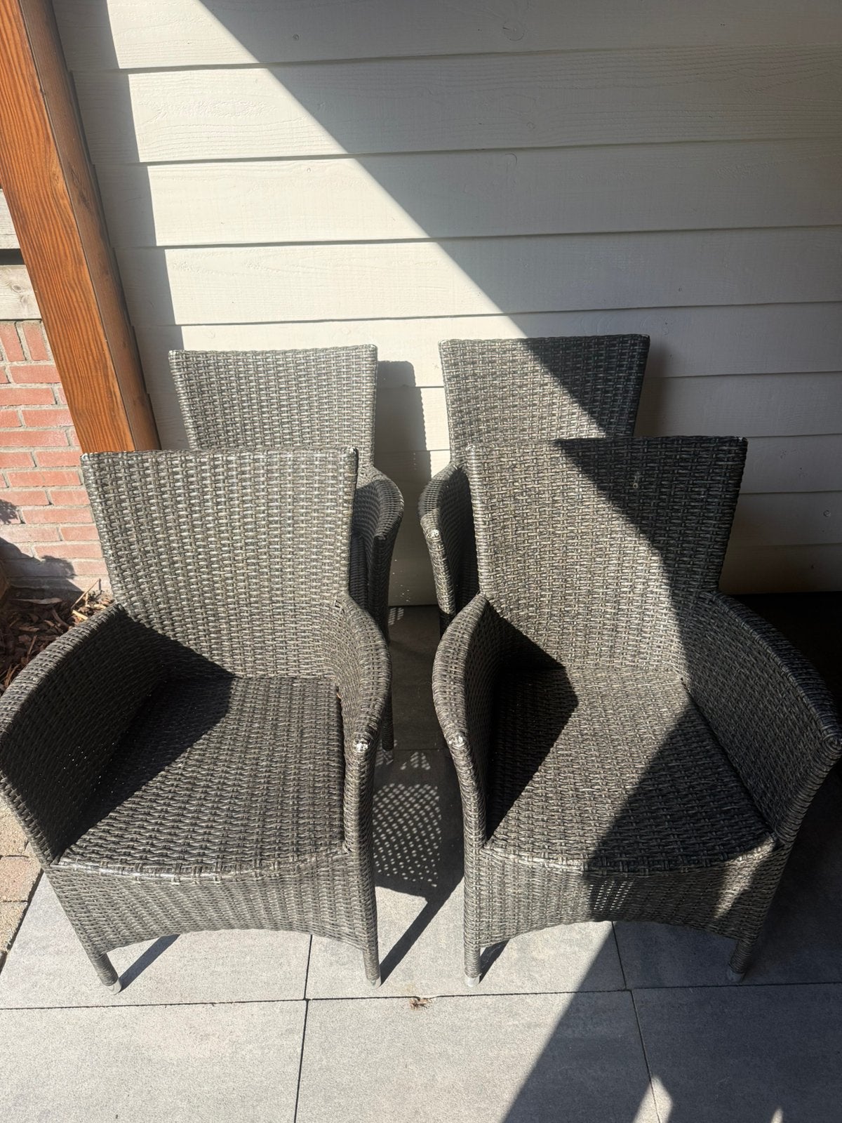 Garden Impressions tuinstoelen zwart 4 keer, Ophalen, Zo goed als nieuw, Kunststof