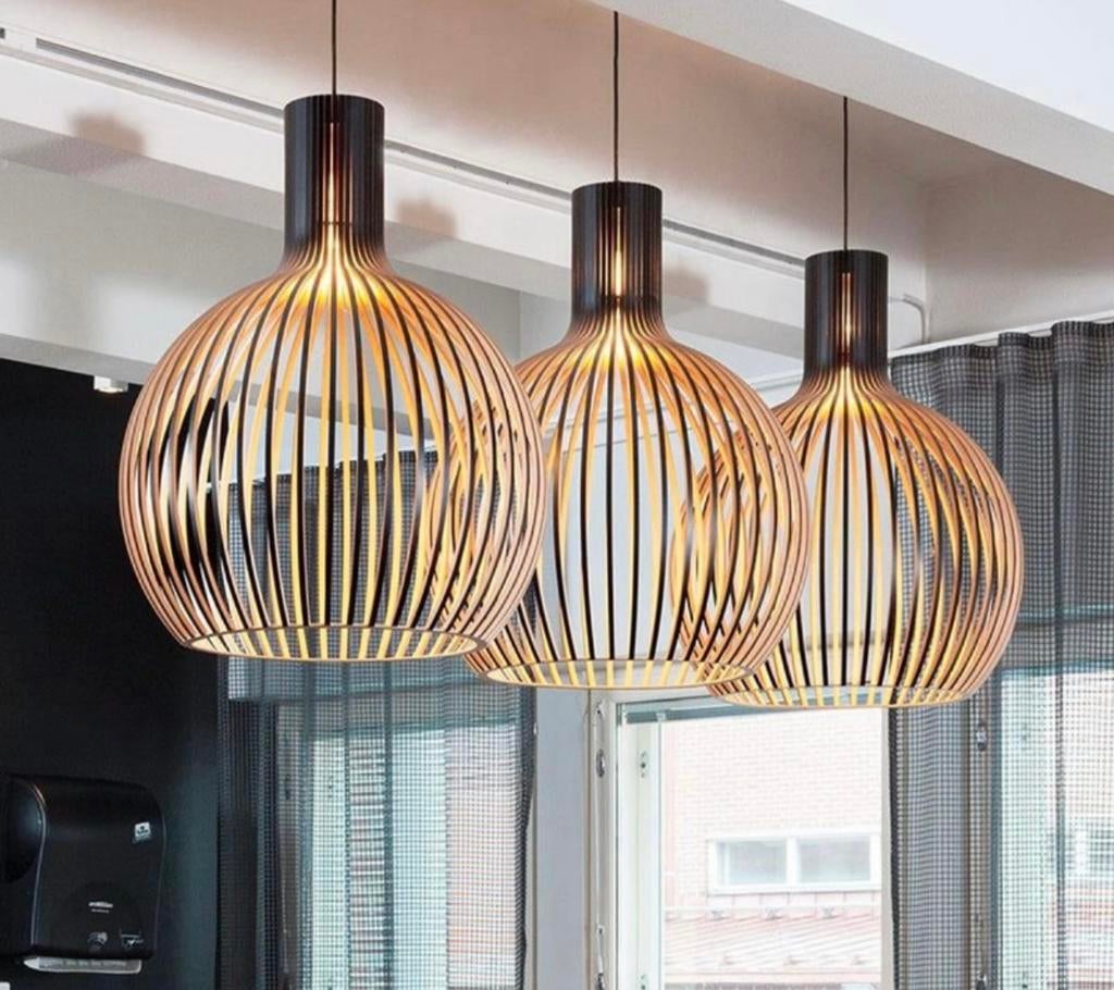 design lampen 3 stuks nieuw in doos, Ophalen of Verzenden, Nieuw, Hout, Minder dan 50 cm