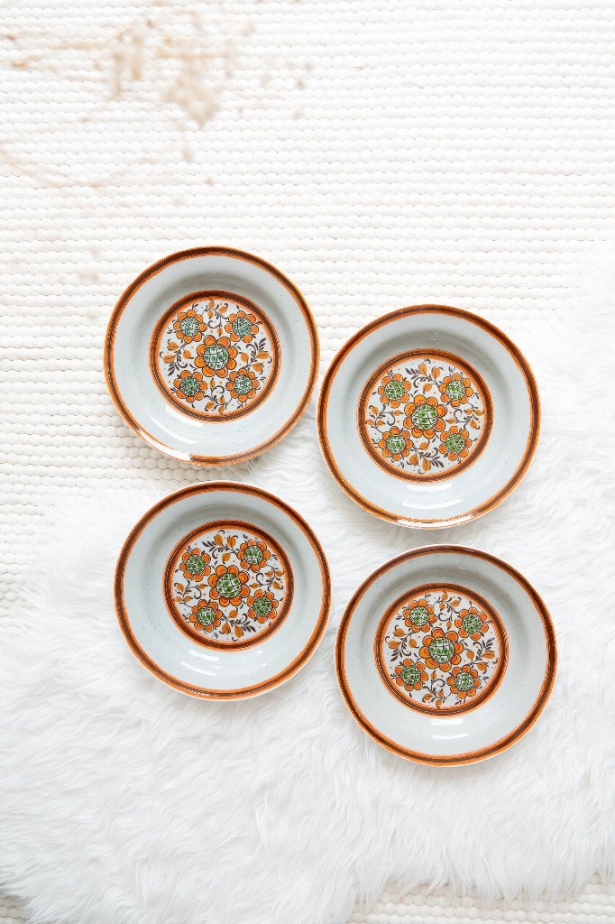 Vintage winterling bavaria borden bloemen oranje set van 4, Ophalen of Verzenden