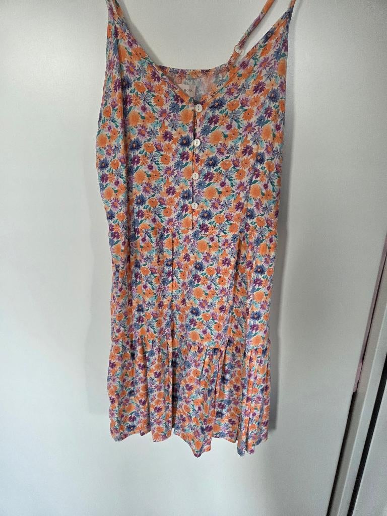 Ysabel Mora wit/oranje jurkje met spaghettibandjes Small, Kleding | Dames, Jurken, Wit, Ophalen of Verzenden, Zo goed als nieuw