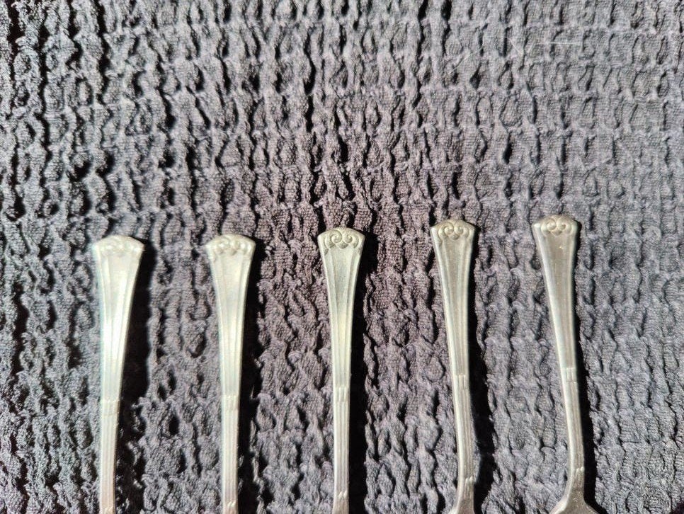 Brocante 5 stuks, Zilmeta Gero thee lepeltjes, Antiek en Kunst, Ophalen of Verzenden
