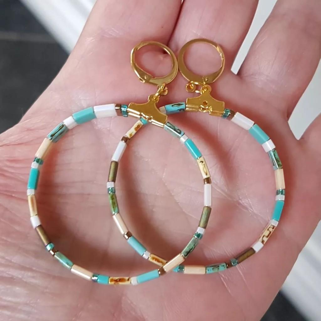 Creolen Oorbellen / Grote Hoops Glaskralen, Hangers, Overige kleuren, Verzenden, Nieuw