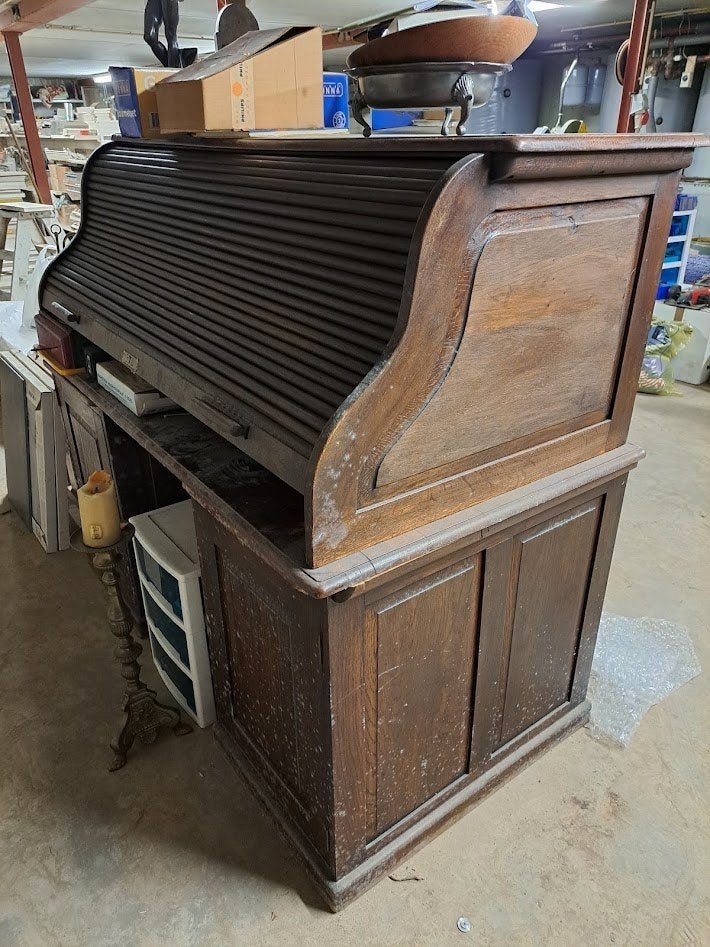 Antiek Kklassiek rolbureau, Ophalen, Demontabel, 160 cm, Gebruikt
