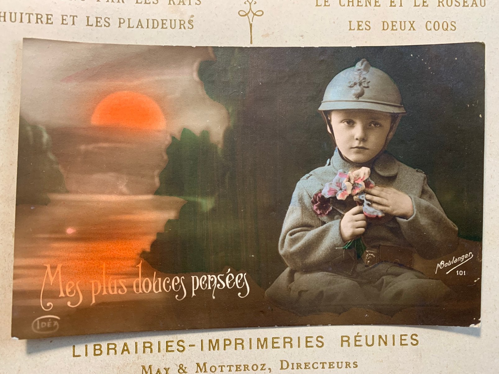 WO1 - Mes plus douces pensées - soldaatje (VM), Ophalen of Verzenden, Voor 1920, Gelopen, Kinderen