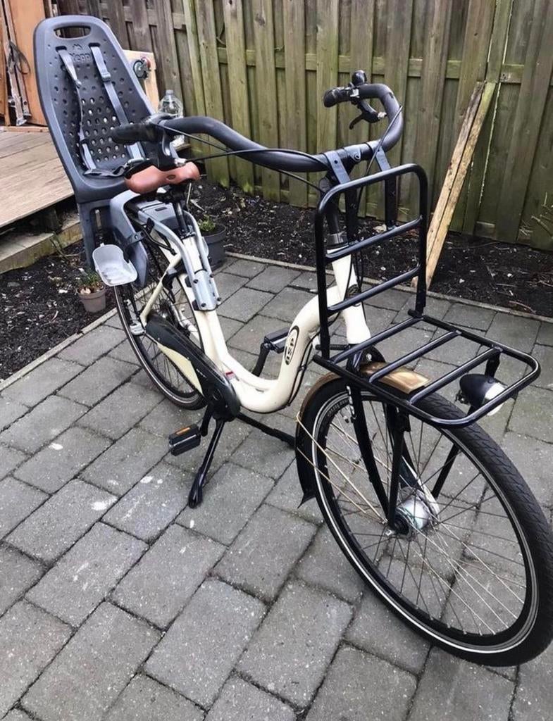 Fiets in uitstekende staat met kinderzitje, Ophalen, 1 zitje, Zo goed als nieuw, Overige merken