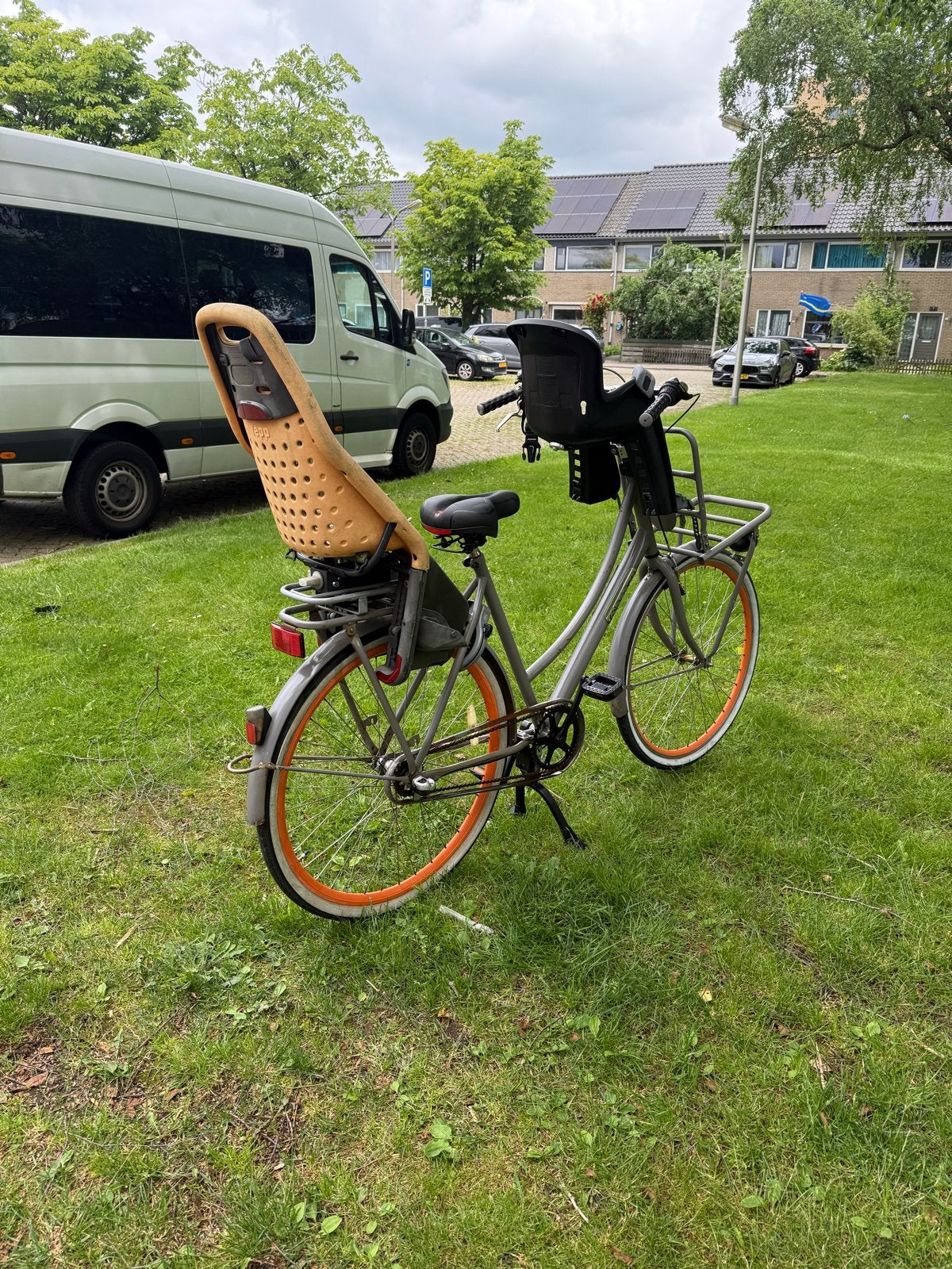 Popal Damesfiets 28 inch met kinderzitjes, Overige merken, Terugtraprem, Ophalen of Verzenden, 53 tot 56 cm