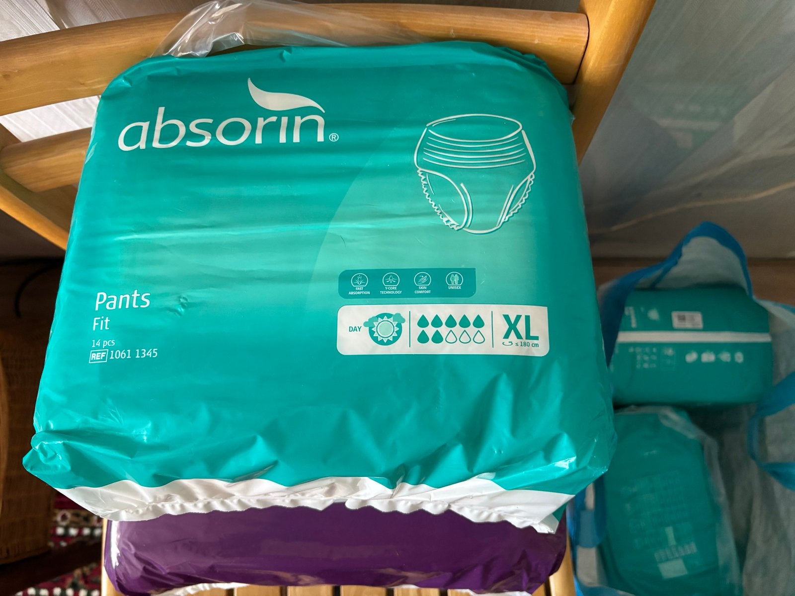 18 pakken luierbroekjes merk absorin comfort maat XLday, Ophalen