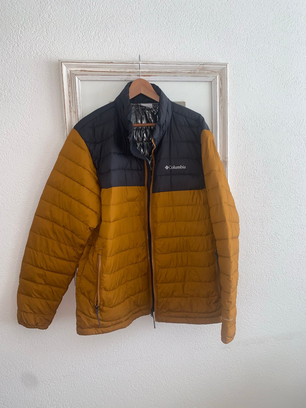 Columbia Omni-Heat Puffer Jas - Zwart/Okergeel - Maat XL, Ophalen of Verzenden, Zo goed als nieuw, Maat 56/58 (XL), Meerkleurig