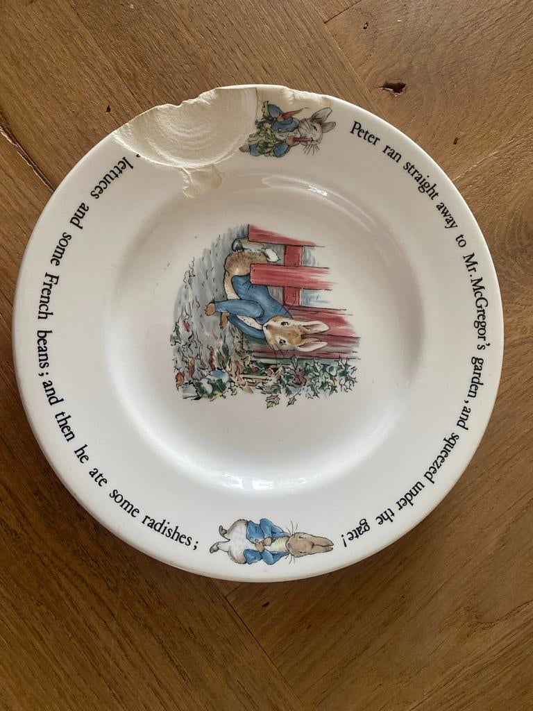 Origineel Wedgwood Peter Rabbit bordje - beschadigd, Ophalen of Verzenden