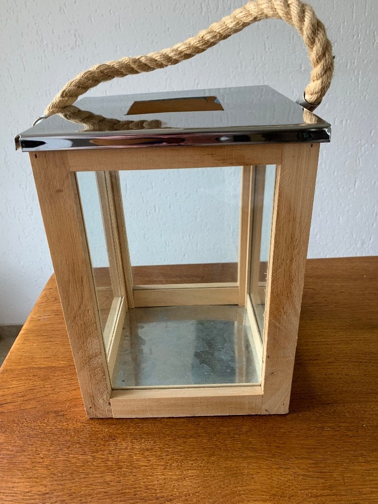 Luxe "Lantaarn" met Handvat van Touw, Ophalen of Verzenden, Zo goed als nieuw, Overige materialen, Minder dan 25 cm