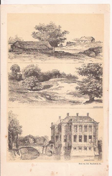 Delen, Zijpenberg en Middachten. Schipperus.1887.Litho 3 afb, 1800 - 1899, Ophalen of Verzenden, 15 cm, Landschap