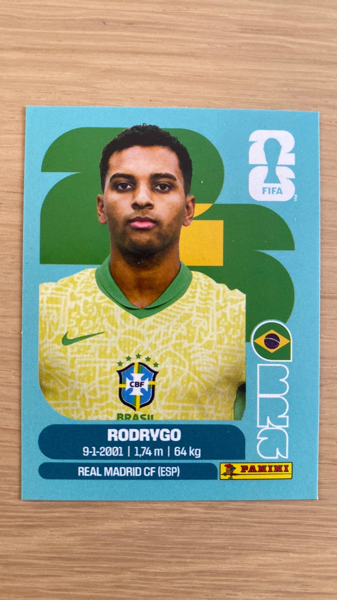 Rodrygo Panini WK 2026 sticker BRA15, Verzamelen, Ophalen of Verzenden, Zo goed als nieuw, Buitenlandse clubs, Poster, Plaatje of Sticker