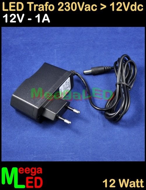 LED Trafo Voeding Adapter Driver - 230V > 12V - 1A = 12W - S, Overige merken, Kunststof, Zwart, Nieuw
