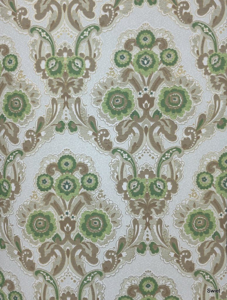 6188 barok behang in groen goud en bruin met bloemen swiet, Verzenden, Bruin
