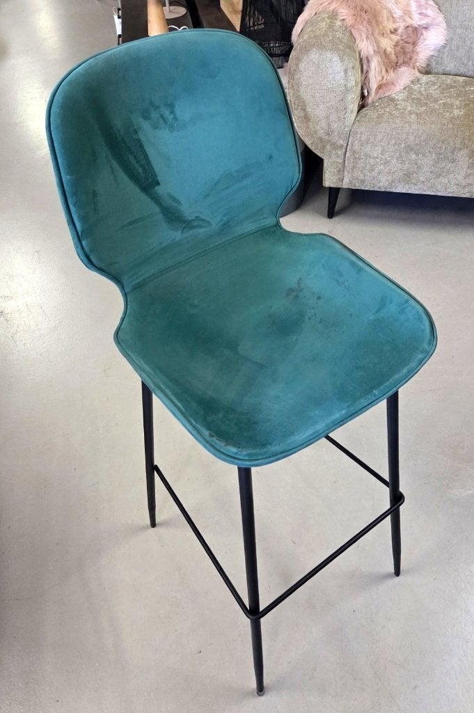 12x trendy barstoel barkruk Iris velvet groen horeca mancave, Huis en Inrichting, Ophalen, Met voetsteun, 60 tot 90 cm, Metaal